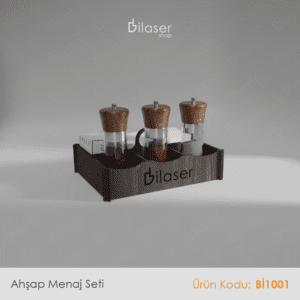 Kompakt Ahşap Menaj Seti - 5 Bölmeli ve Logo Kazımalı