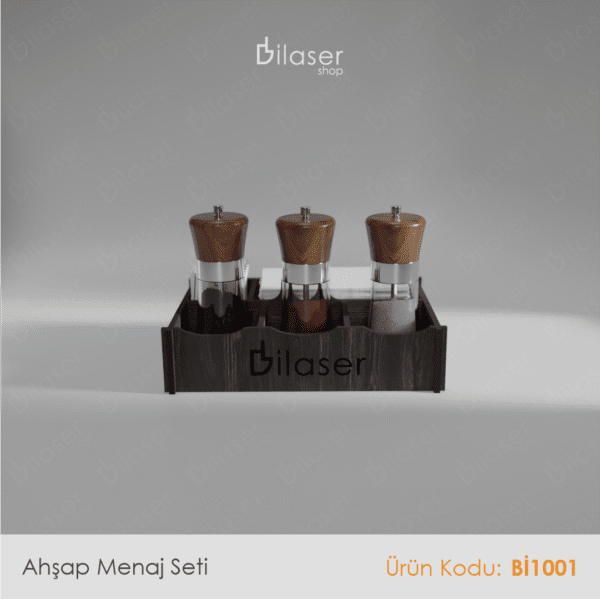 Kompakt Ahşap Menaj Seti - 5 Bölmeli ve Logo Kazımalı - Görsel 2